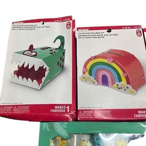 Creatology 4 Valentine Mailbox Kit & 2 Sheffield Home Paper With Eraser Set New